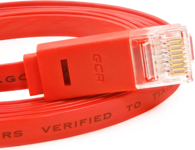 Greenconnect Патч-корд PROF плоский прямой 15.0m, UTP медь кат.6, красный, позолоченные контакты, 30 AWG, GCR-LNC624-15.0m, ethernet high speed 10 Гбит/с, RJ45, T568B Greenconnect RJ45(m) - RJ45(m) Cat. 6 U/UTP PVC 15м красный Greenconnect Патч-корд PROF плоский прямой 15.0m, UTP медь кат.6, красный, позолоченные контакты, 30 AWG, GCR-LNC624-15.0m, ethernet high speed 10 Гбит/с, RJ45, T568B Greenconnect RJ45(m) - RJ45(m) Cat. 6 U/UTP PVC 15м красный