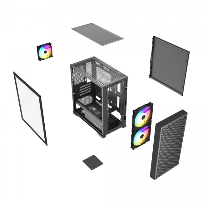 Корпус без блока питания HSPD M335-TGBK-ARGB