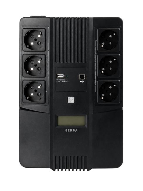 Источник бесперебойного питания NERPA RU 800ВА/480Вт, LCD, 6 розеток Schuko, Зарядка USB, АКБ 9 Ач/12 В NERPA NH800 Источник бесперебойного питания NERPA RU 800ВА/480Вт, LCD, 6 розеток Schuko, Зарядка USB, АКБ 9 Ач/12 В NERPA NH800