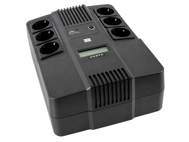Источник бесперебойного питания NERPA RU 800ВА/480Вт, LCD, 6 розеток Schuko, Зарядка USB, АКБ 9 Ач/12 В NERPA NH800 Источник бесперебойного питания NERPA RU 800ВА/480Вт, LCD, 6 розеток Schuko, Зарядка USB, АКБ 9 Ач/12 В NERPA NH800