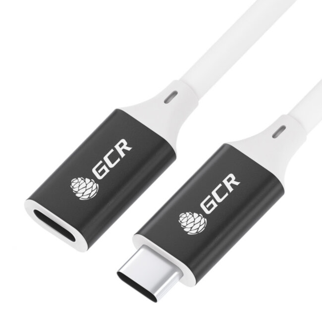 GCR Удлинитель USB 3.1 Type C-С, 3.0m белый, 100W/20V/5A, M/F, TPE, AL сase черный, белый ПВХ, экран, армированный, GCR-53735 Greenconnect GCR-53735