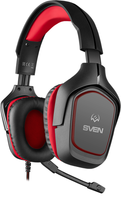 Игровые наушники с микрофоном SVEN AP-G333MV, черный-красный Sven SV-019396 Игровые наушники с микрофоном SVEN AP-G333MV, черный-красный Sven SV-019396