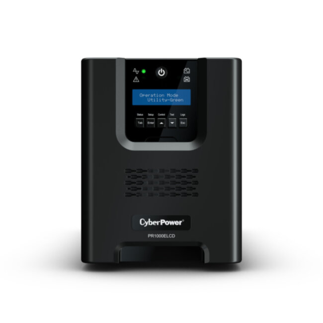 ИБП CyberPower PR1000ELCD, Line-Interactive, 1000VA/900W, 8 IEC-320 С13 розеток, USB&Serial, SNMPslot, LCD дисплей, Black, 0.6х0.35х0.4м., 21кг. CyberPower PR1000ELCD