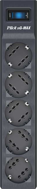 Сетевой фильтр Pilot SG 5 розеток (GP с заземлением), 15А/3.3кВа, автомат, 7 м, графит ZIS Pilot sG-Max 7M