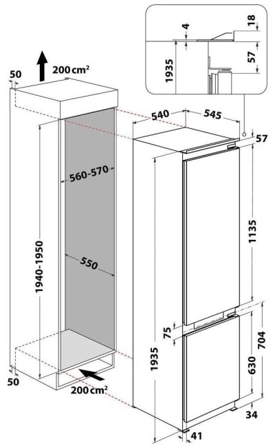 Встраиваемые холодильники Whirlpool Whirlpool WHC20T352 Встраиваемые холодильники Whirlpool Whirlpool WHC20T352