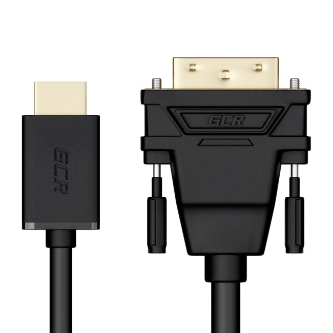 GCR Кабель 15.0m HDMI-DVI черный, OD8.0mm, 28/26 AWG, позолоченные контакты, 19M / 25M Dual Link, тройной экран, 44-050625 Greenconnect HDMI (m) - DVI-D (m)