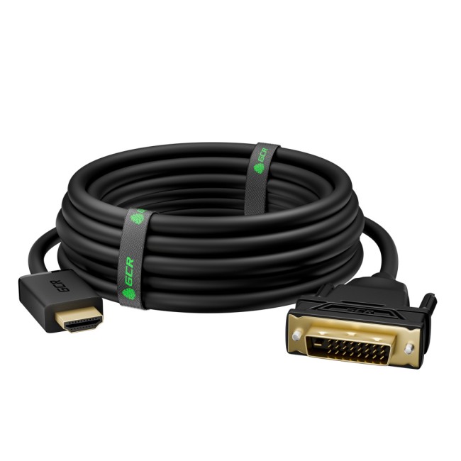 GCR Кабель 15.0m HDMI-DVI черный, OD8.0mm, 28/26 AWG, позолоченные контакты, 19M / 25M Dual Link, тройной экран, 44-050625 Greenconnect HDMI (m) - DVI-D (m)