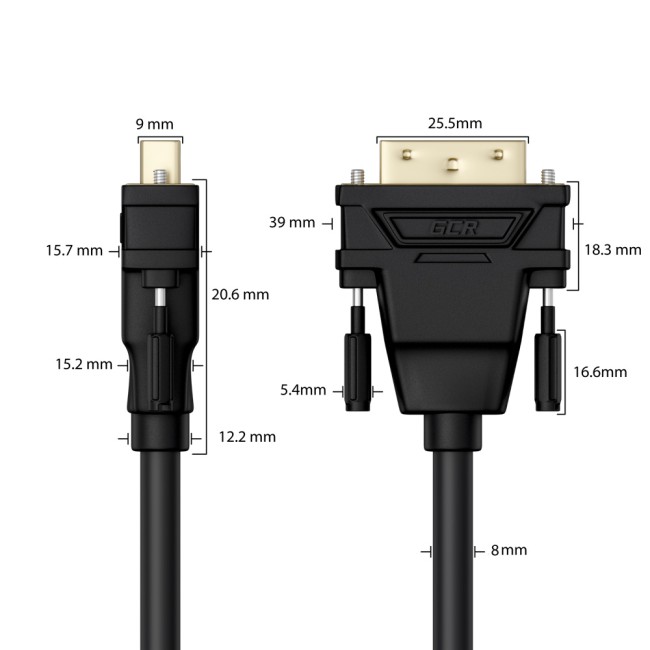 GCR Кабель 15.0m HDMI-DVI черный, OD8.0mm, 28/26 AWG, позолоченные контакты, 19M / 25M Dual Link, тройной экран, 44-050625 Greenconnect HDMI (m) - DVI-D (m)