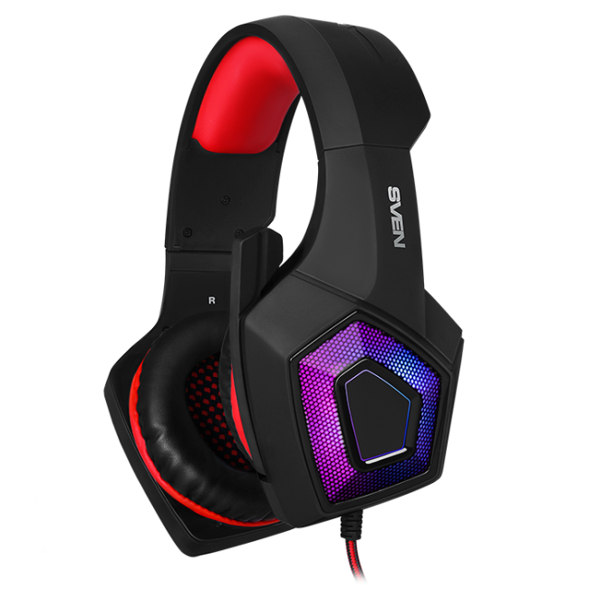 Игровые наушники с микрофоном SVEN AP-U880MV, черный-красный (USB, LED) SVEN AP-U880MV Игровые наушники с микрофоном SVEN AP-U880MV, черный-красный (USB, LED) SVEN AP-U880MV