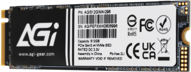 Накопитель SSD AGI TECHNOLOGY CO., LTD AGI512GIMAI298