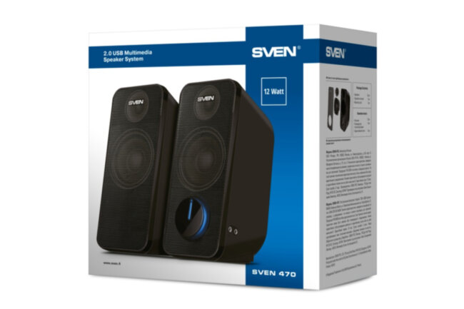 SVEN 470, чёрный, USB, акустическая система 2.0, мощность 2x6 Вт(RMS) SVEN 470