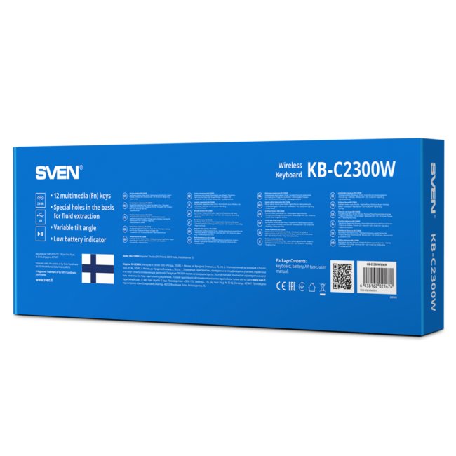 Беспроводная клавиатура SVEN KB-C2300W (2,4 GHz, 104кл.) Sven KB-C2300W Беспроводная клавиатура SVEN KB-C2300W (2,4 GHz, 104кл.) Sven KB-C2300W
